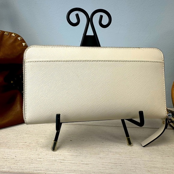 Kate Spade New York Cream Saffiano Leather Zip-Around Wallet - Picture 4 of 9